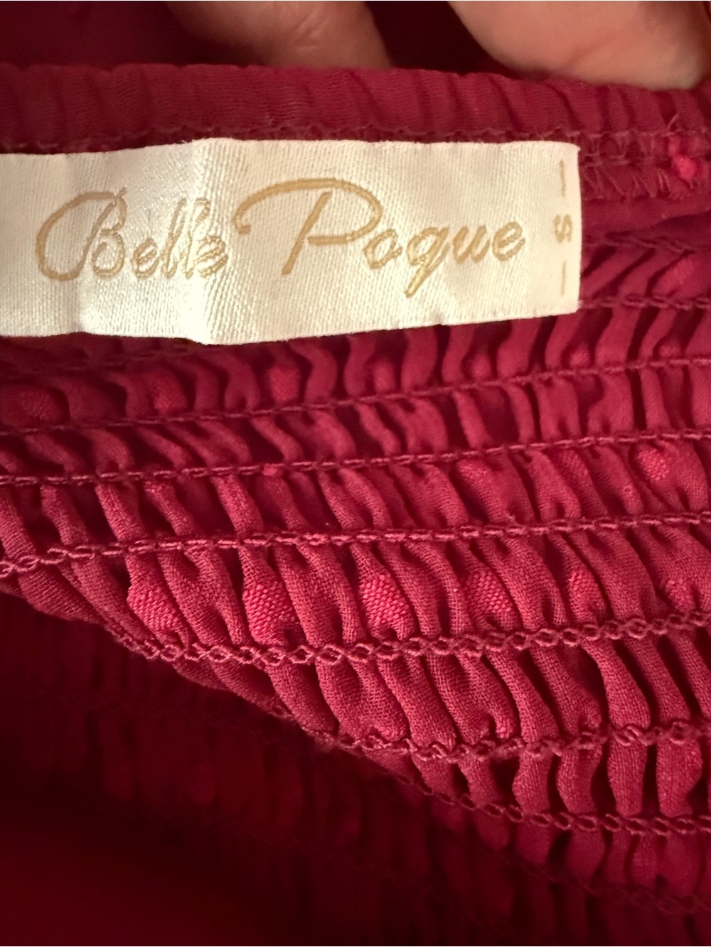 Belle Pogue Burgundy Swiss Dot Dress – Size Small - Picture 7 of 8